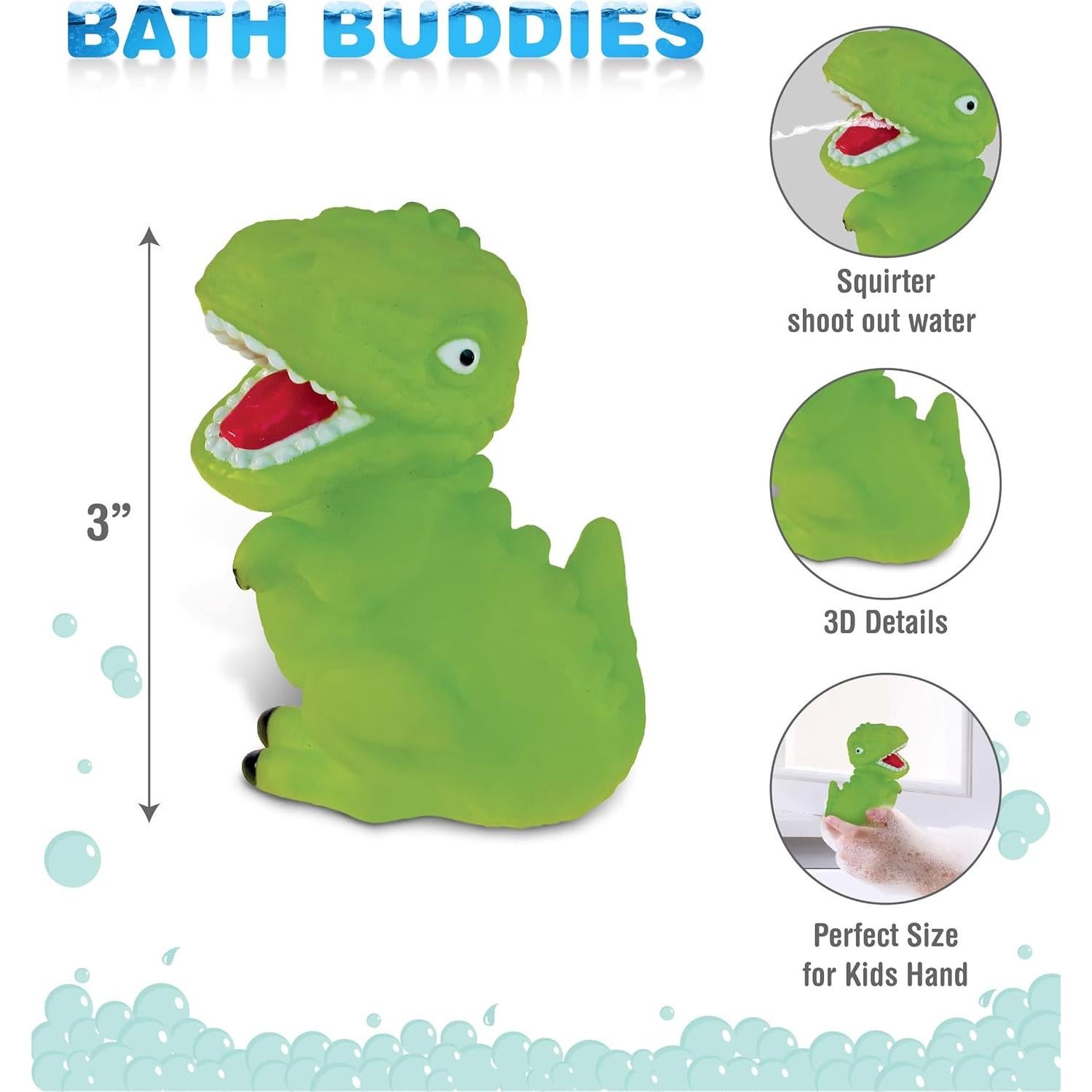 Juguete de Baño Chorro T-Rex Verde DolliBu - 7.62 cm