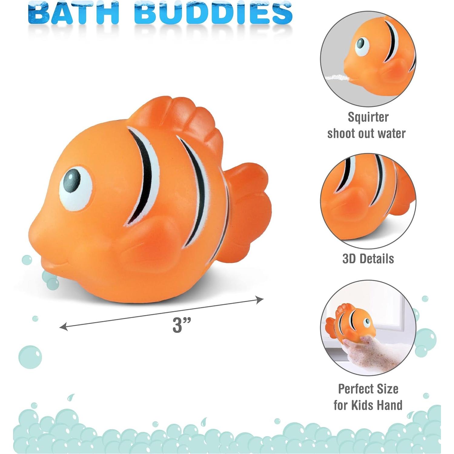 Juguete de Baño Pez Payaso DolliBu Naranja Flotante 7.6 cm