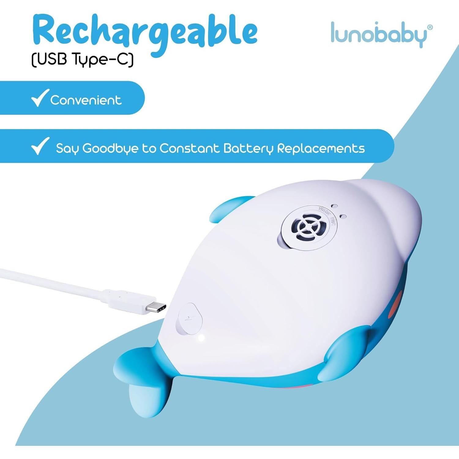 Cabezal de Ducha para Bebés LunoBaby Tubby - Juguete Delfín Recargable