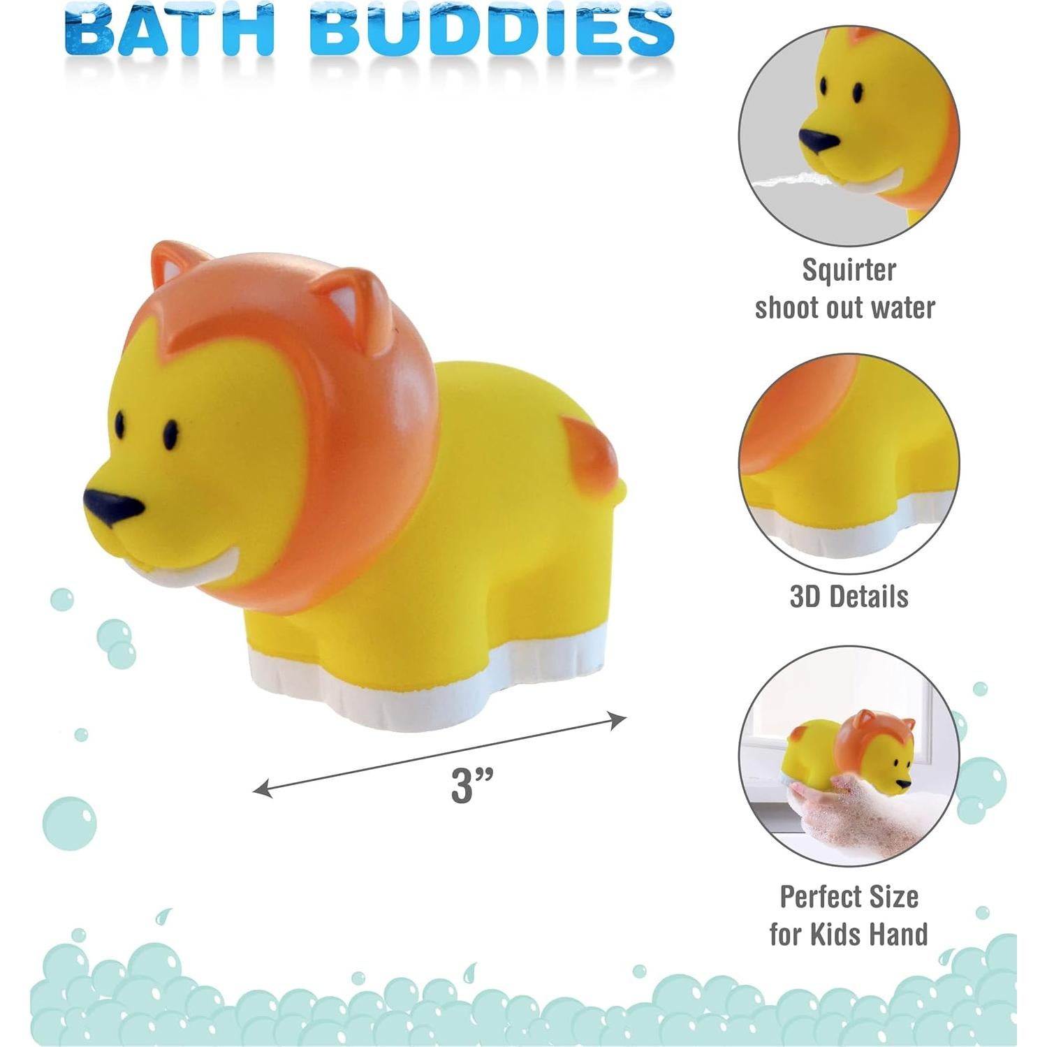 Juguete de Baño Flotante DolliBu León Amarillo 7.6 cm