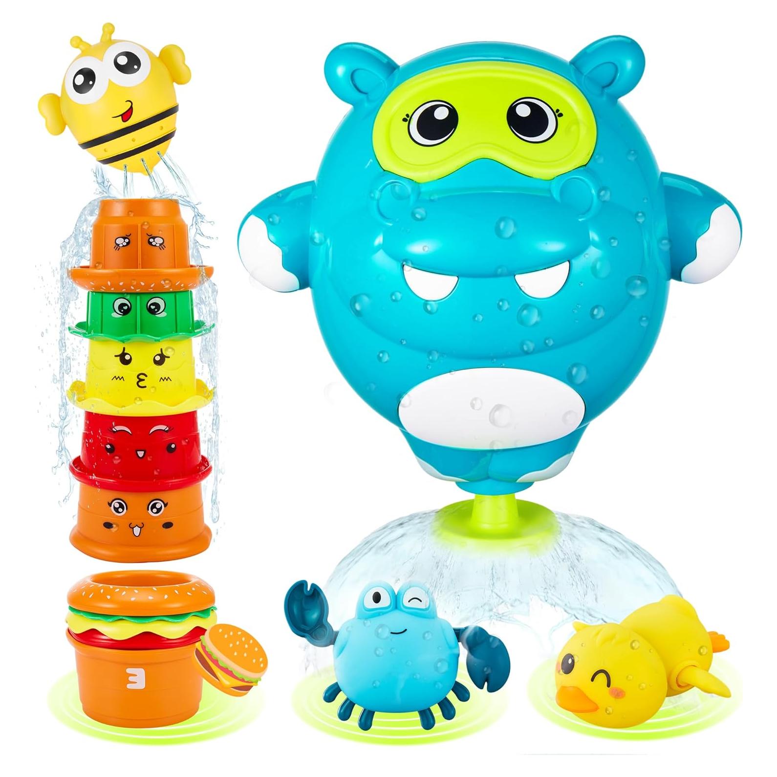 Juguetes de baño EKU Hipopótamo con tazas apilables y pato