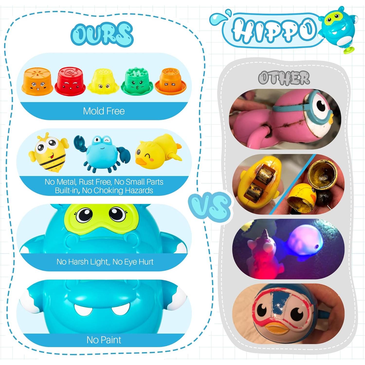 Juguetes de baño EKU Hipopótamo con tazas apilables y pato