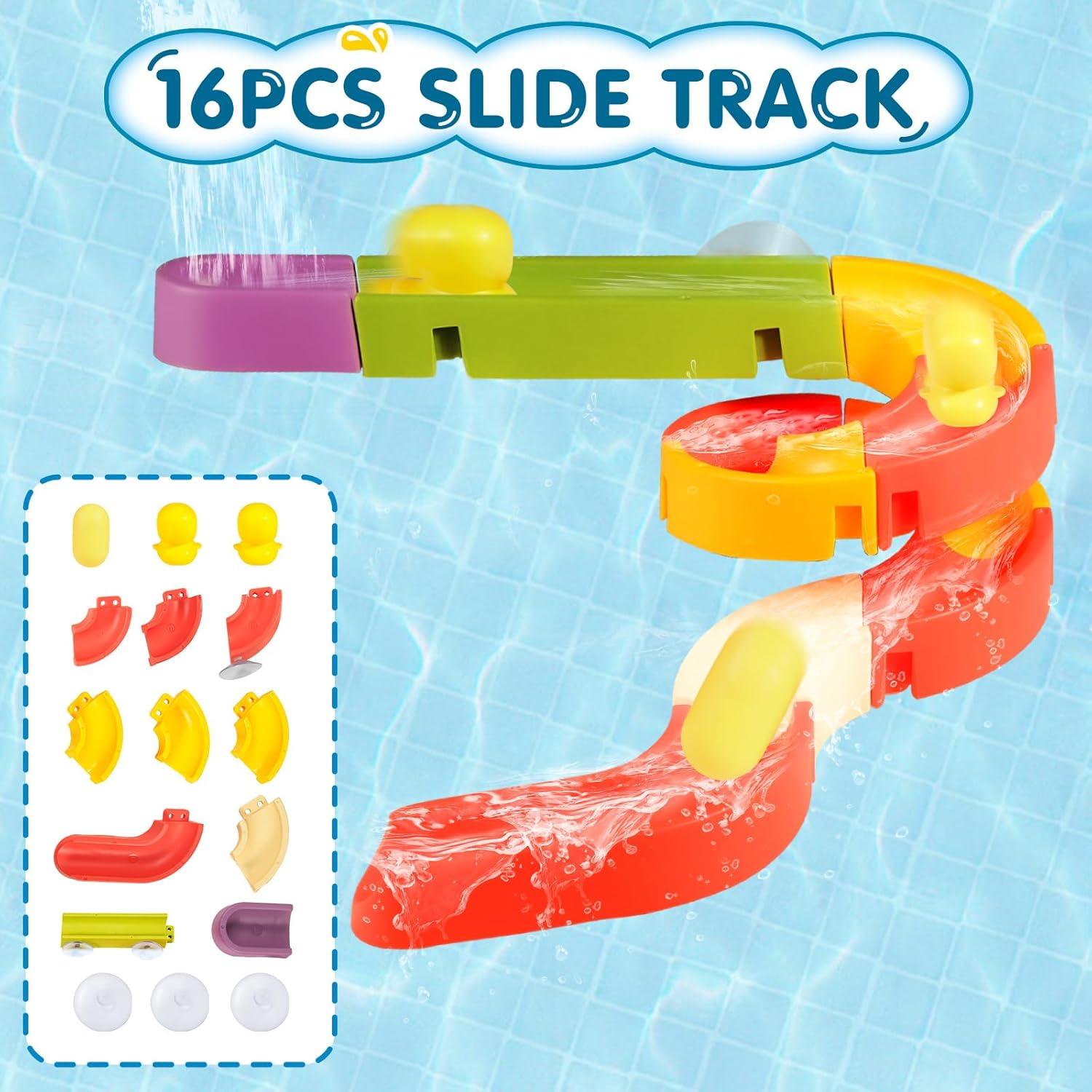 Juguetes de baño DOLIVE para niños 3-8 años con pista y ducha