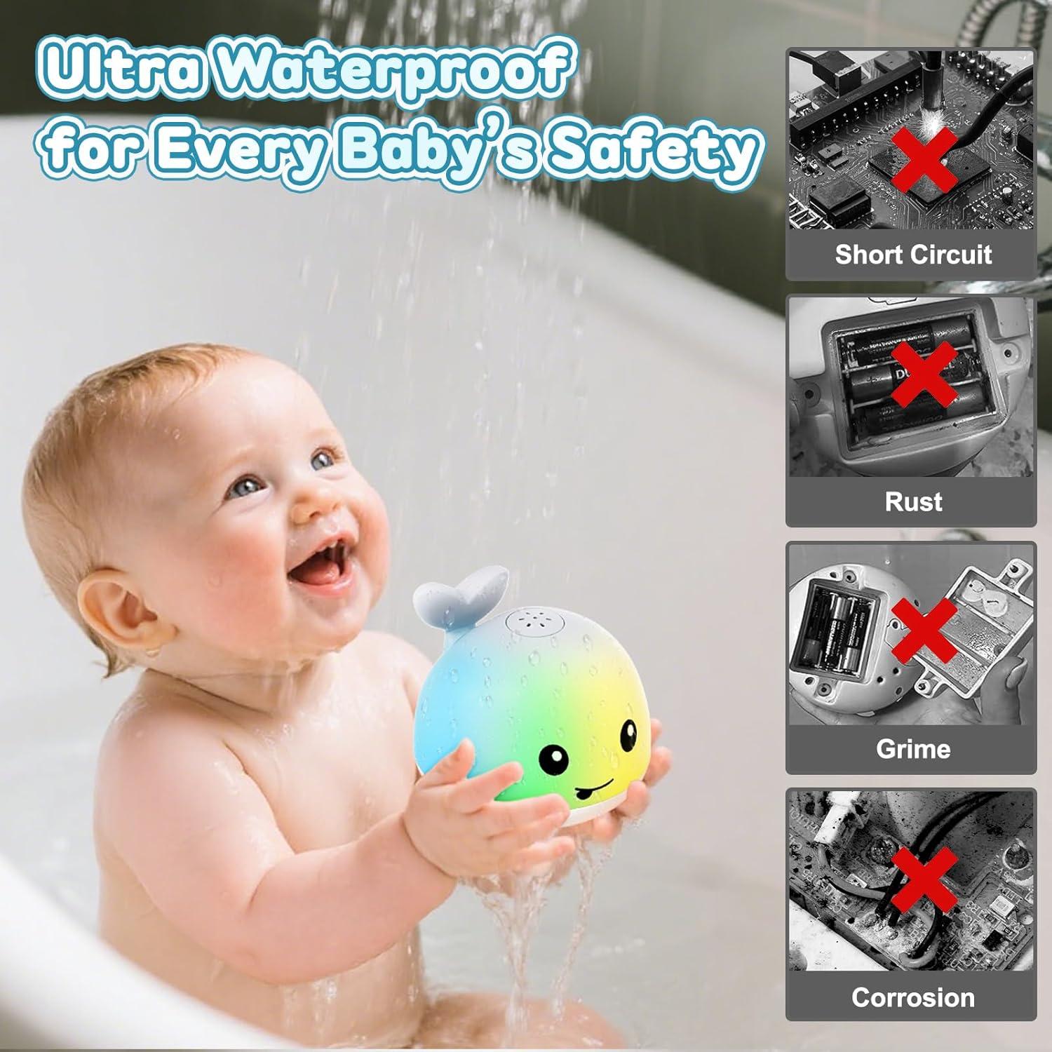 Juguete de Baño Ballena Iluminada Recargable para Bebés