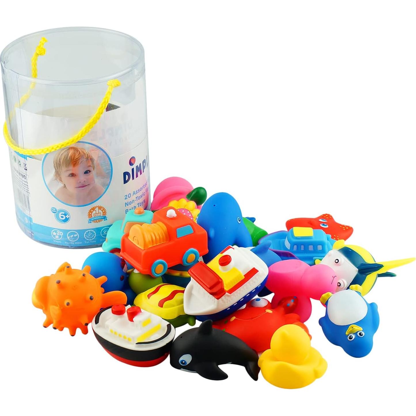 Juego de 20 Juguetes Flotantes Dimple para Baño - Animales Marinos