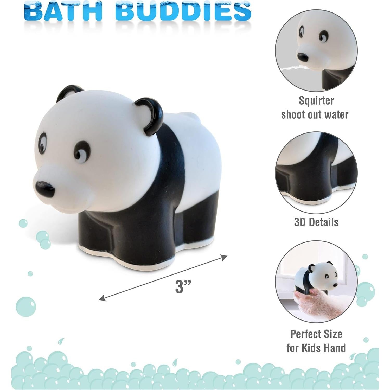Juguete de Baño Chorro Panda DolliBu - Flotante de Goma 7.62 cm