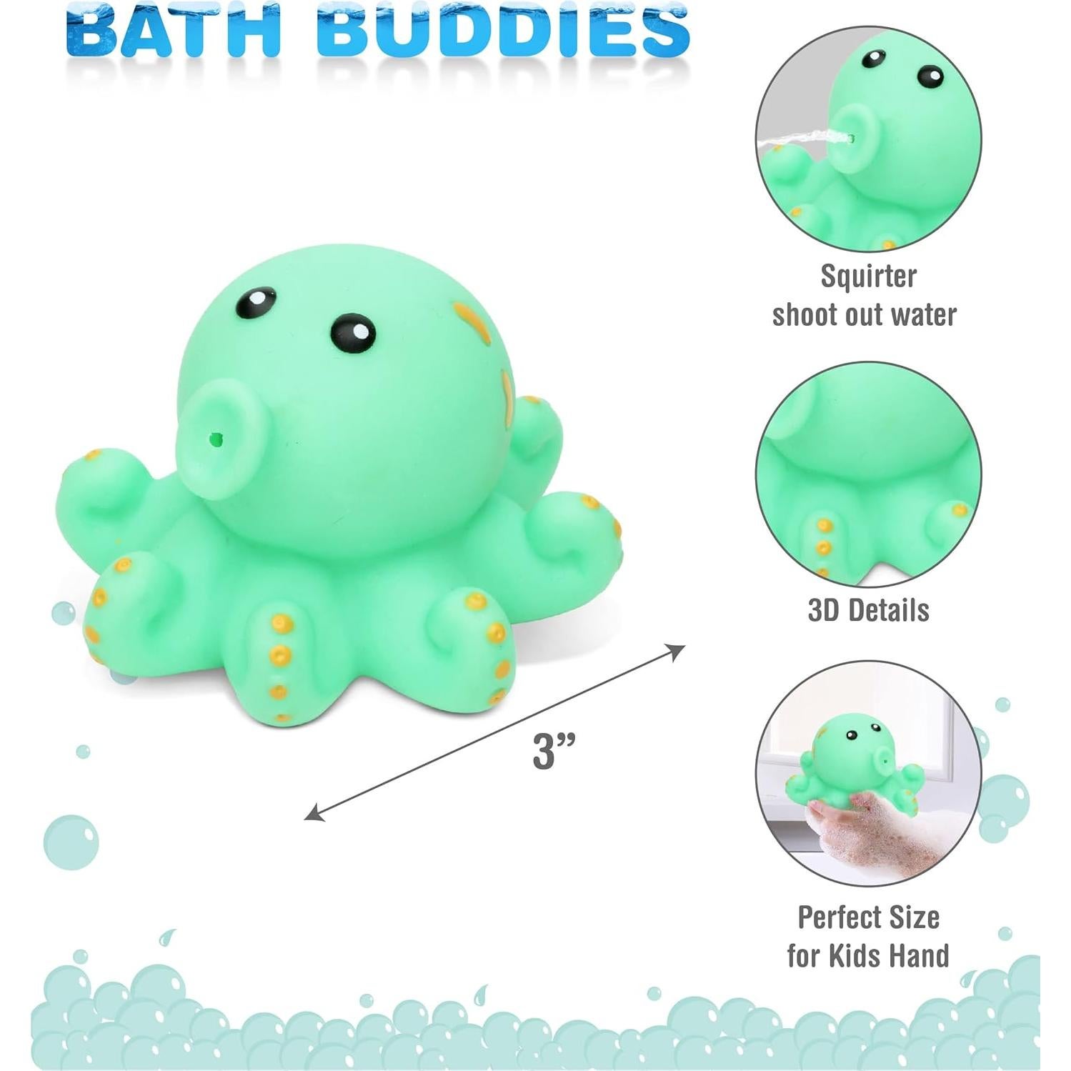 Juguete de Baño Pulpo Verde DolliBu - Flotante para Niños