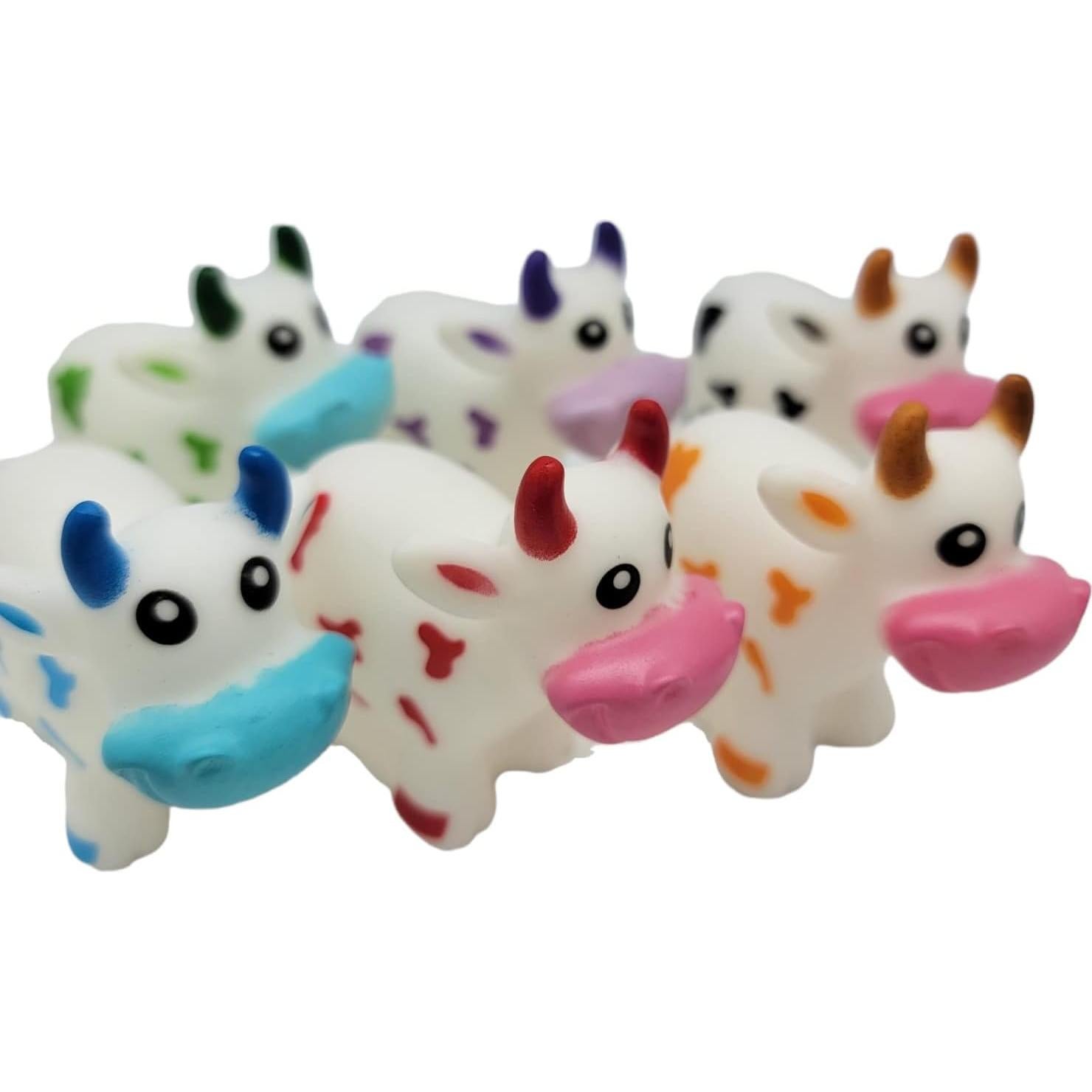 Vacas de goma coloridas que lanzan agua - Juguete de baño 12 unidades