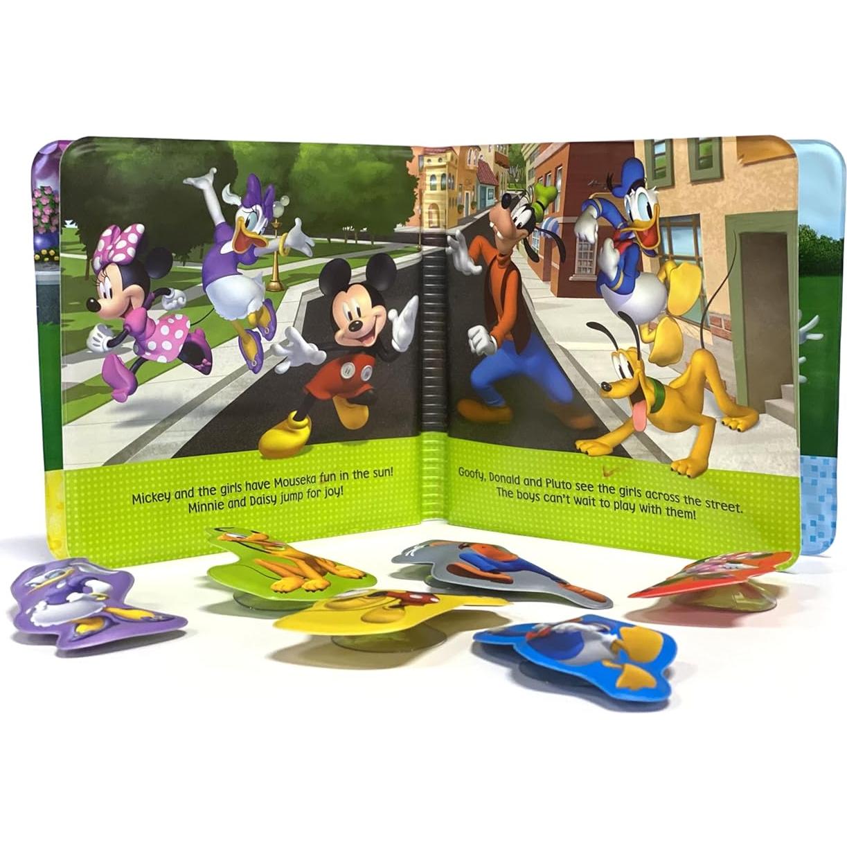 Disney Junior Mickey Bath Time Books - Activity Books for kids, Bath book, 6 Padded suction cups, 1 Mesh bag