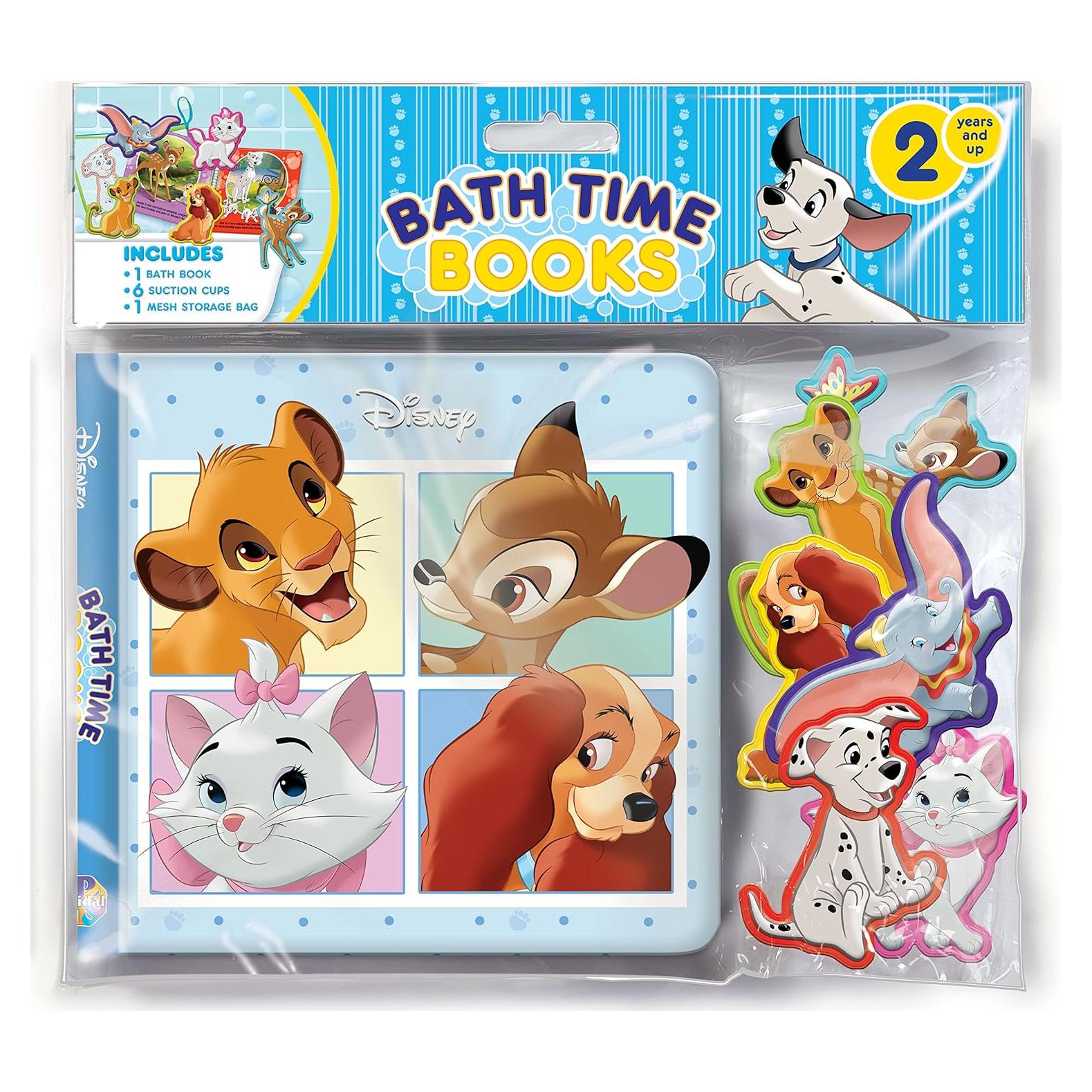 Disney Lion King and Friends Bath Time Books - Activity Books for kids, Bath book, 6 Padded suction cups, 1 Mesh bag