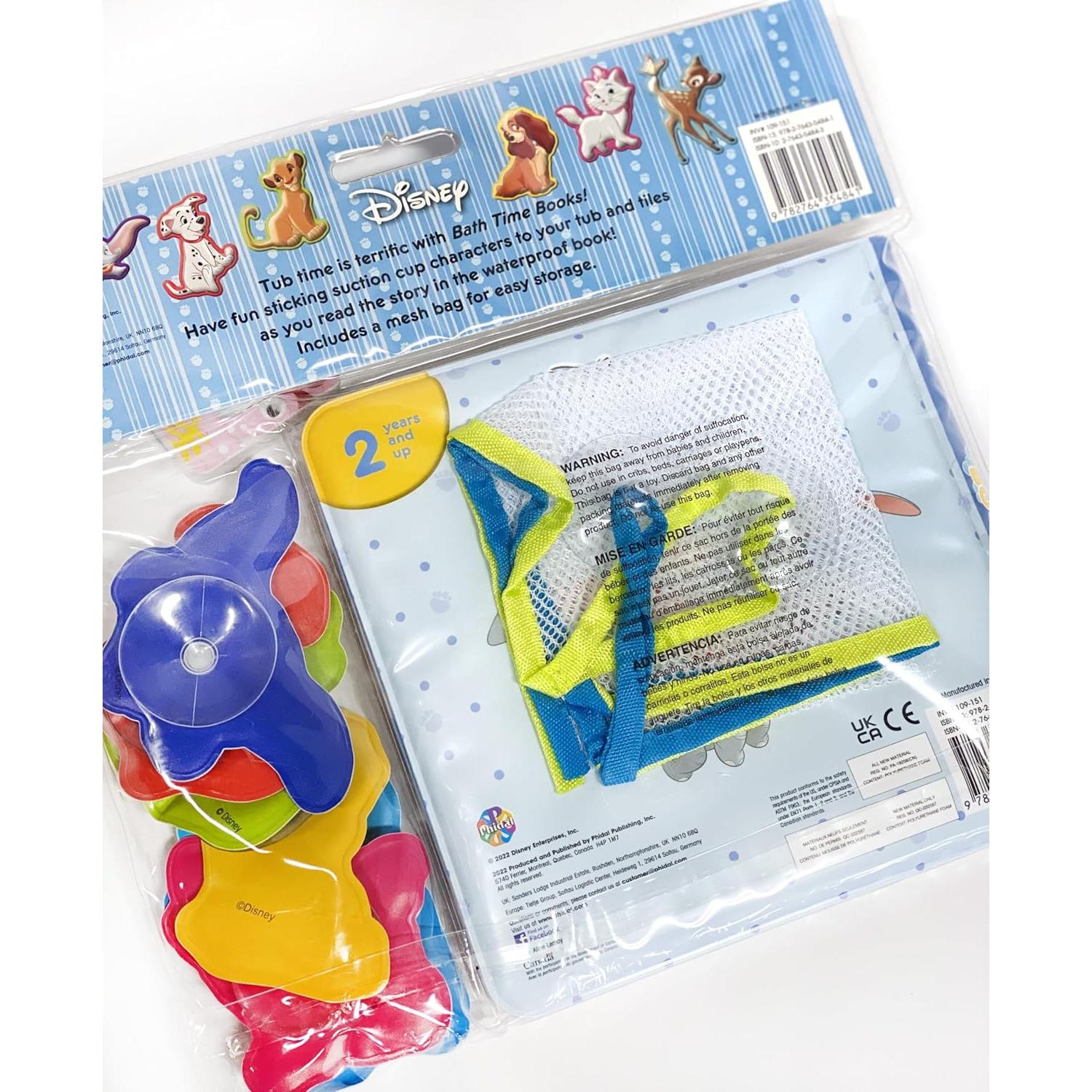 Disney Lion King and Friends Bath Time Books - Activity Books for kids, Bath book, 6 Padded suction cups, 1 Mesh bag