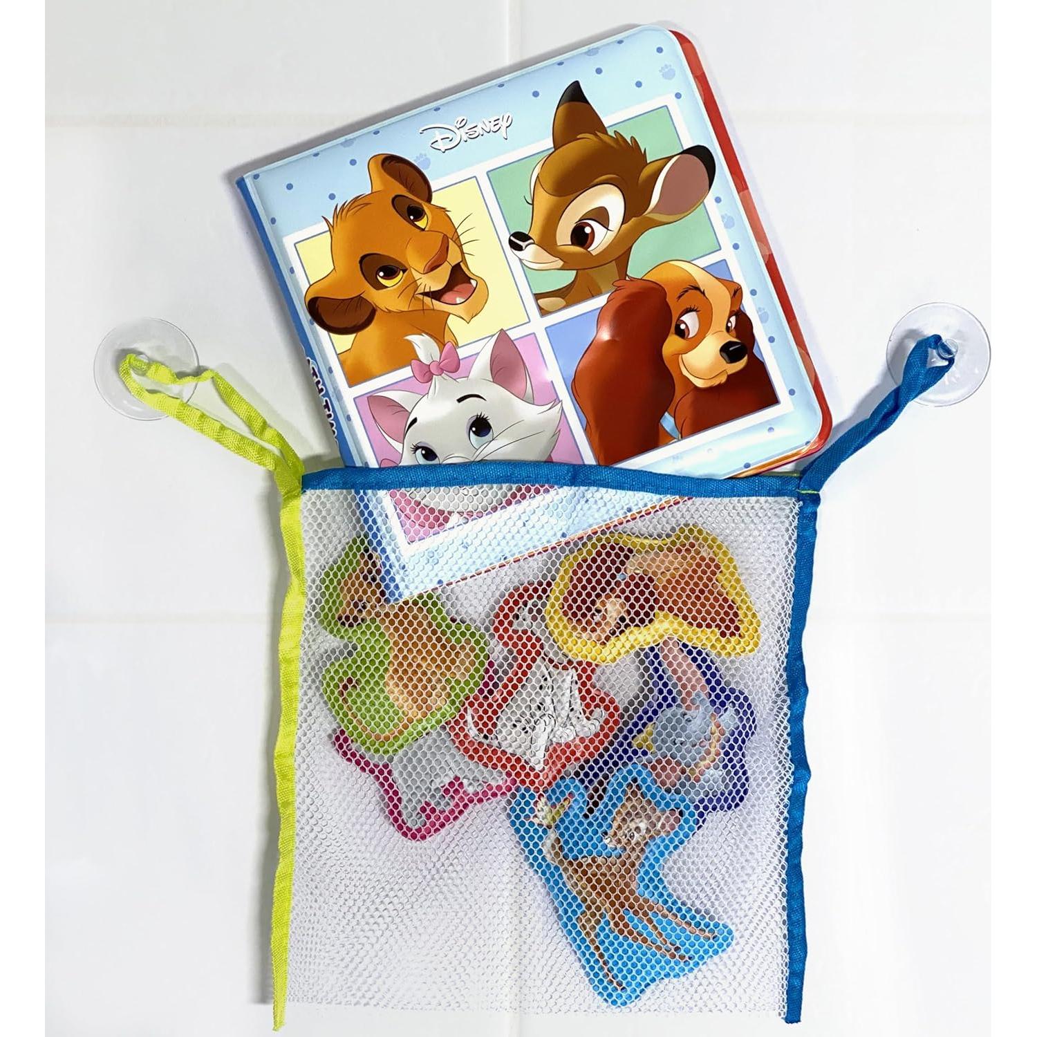 Disney Lion King and Friends Bath Time Books - Activity Books for kids, Bath book, 6 Padded suction cups, 1 Mesh bag