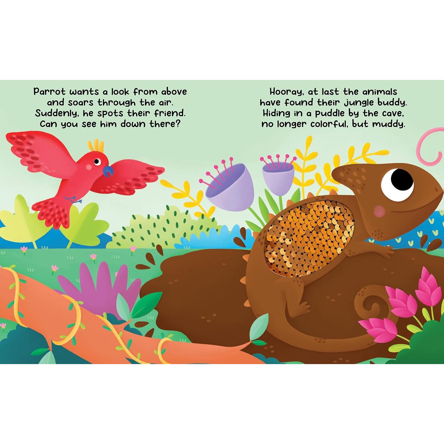 Chameleon's Colors - Children's Touch and Feel Storybook with 2-Way Sequins - Sensory Board Book