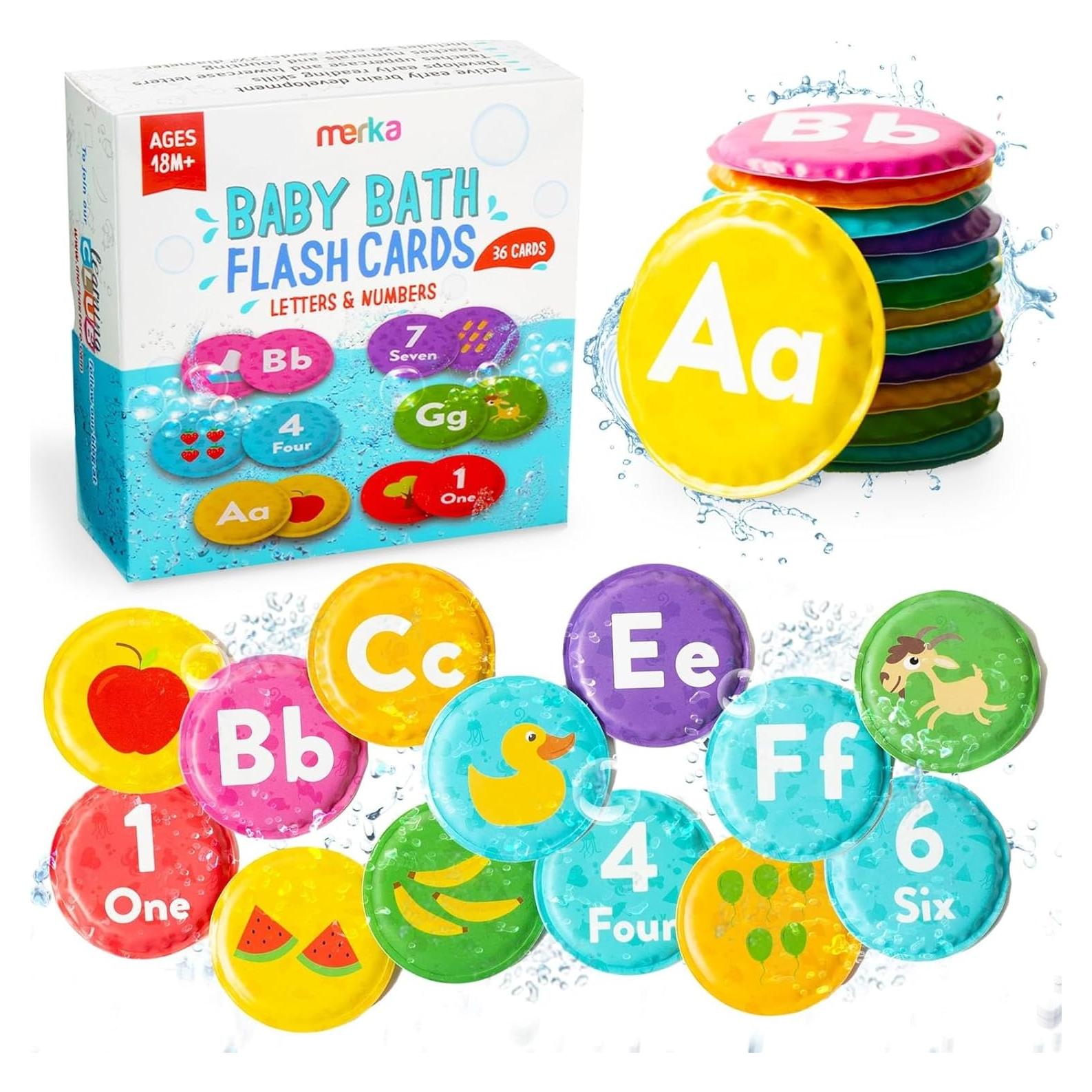 Tarjetas de Flash de Baño Merka - 36 Piezas Letras y Números