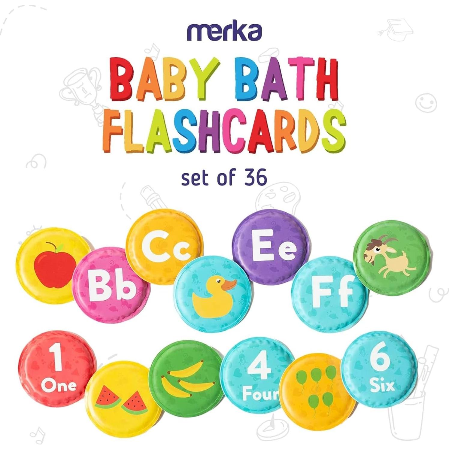 Tarjetas de Flash de Baño Merka - 36 Piezas Letras y Números