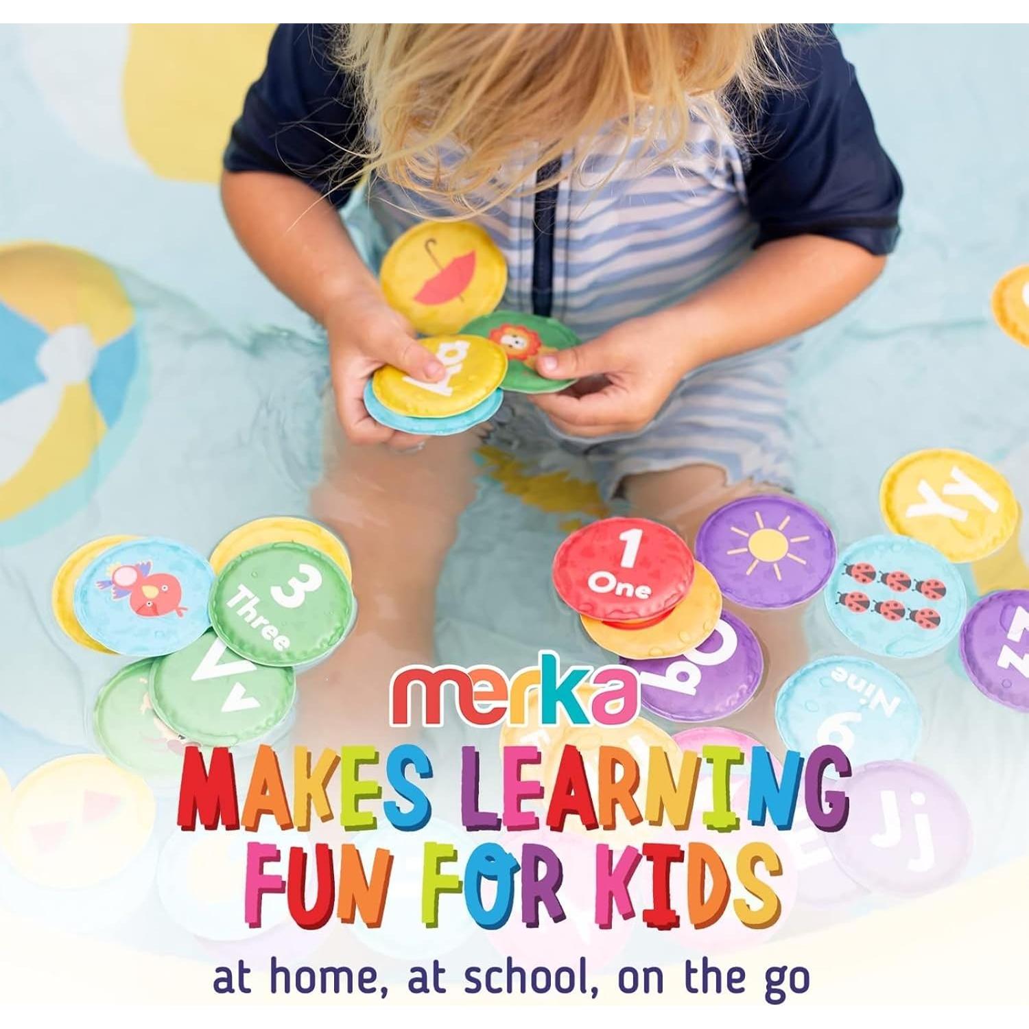 Tarjetas de Flash de Baño Merka - 36 Piezas Letras y Números