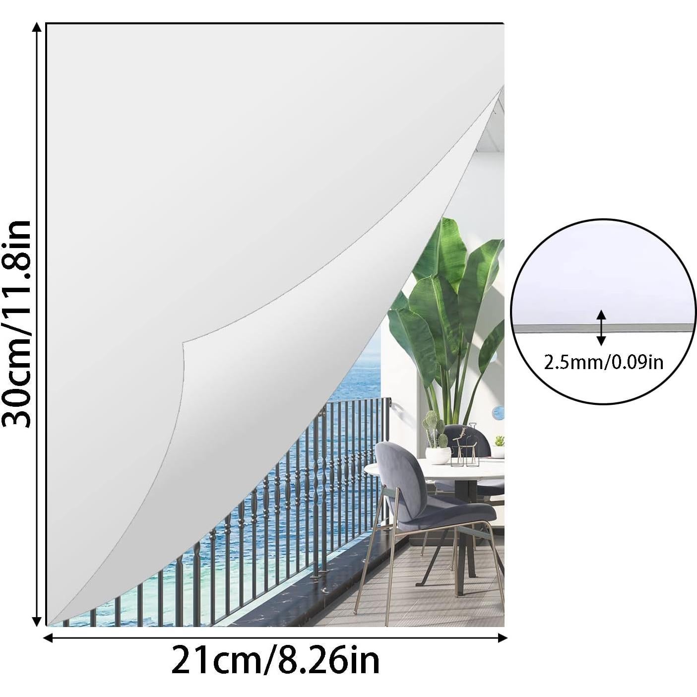 4 Piezas Espejos Acrílicos Autoadhesivos QEEYON 20x30cm