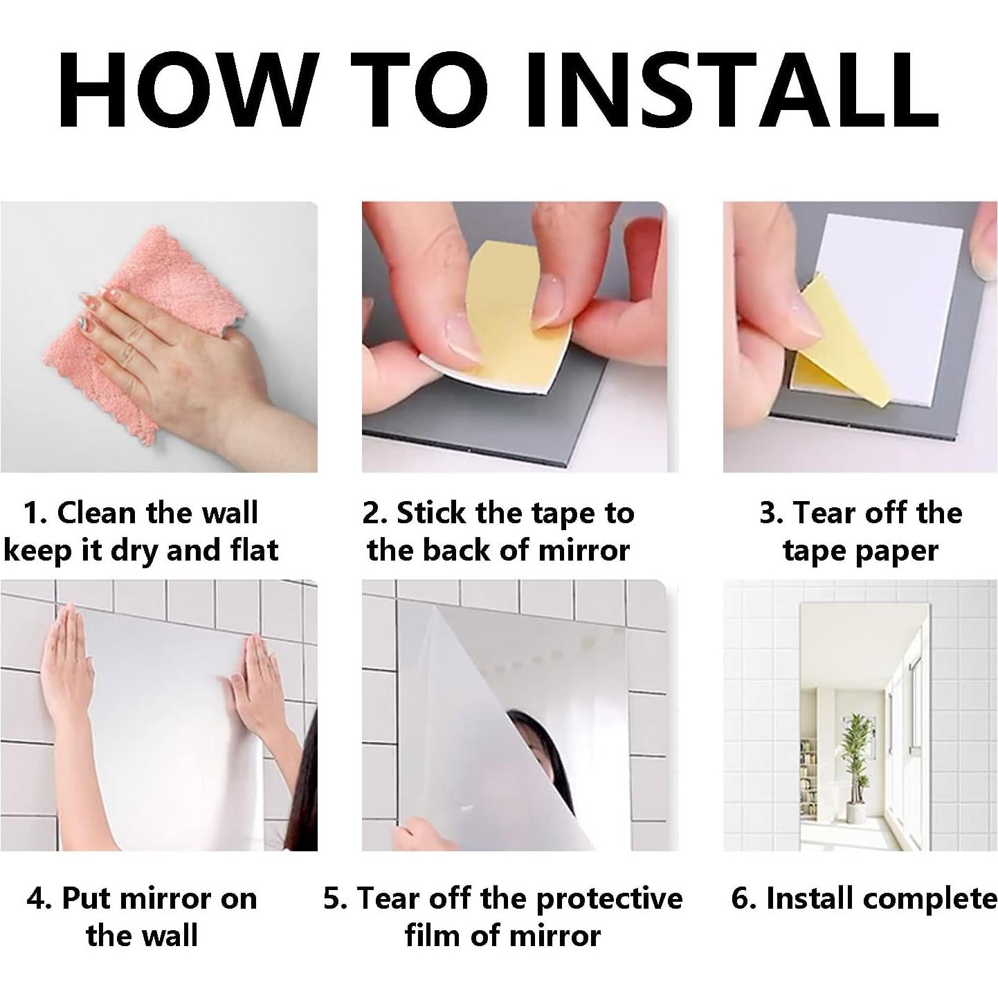 4 Piezas Espejos Acrílicos Autoadhesivos QEEYON 20x30cm