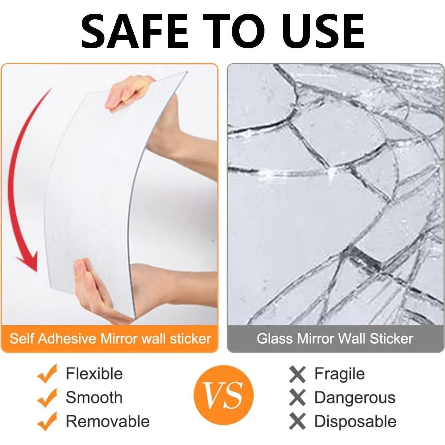 4 Piezas Espejos Acrílicos Autoadhesivos QEEYON 20x30cm