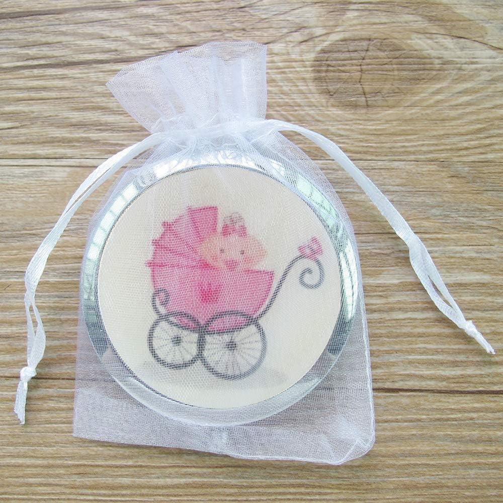 Espejos Compactos Personalizados CH para Baby Shower 12 Pcs Rosa