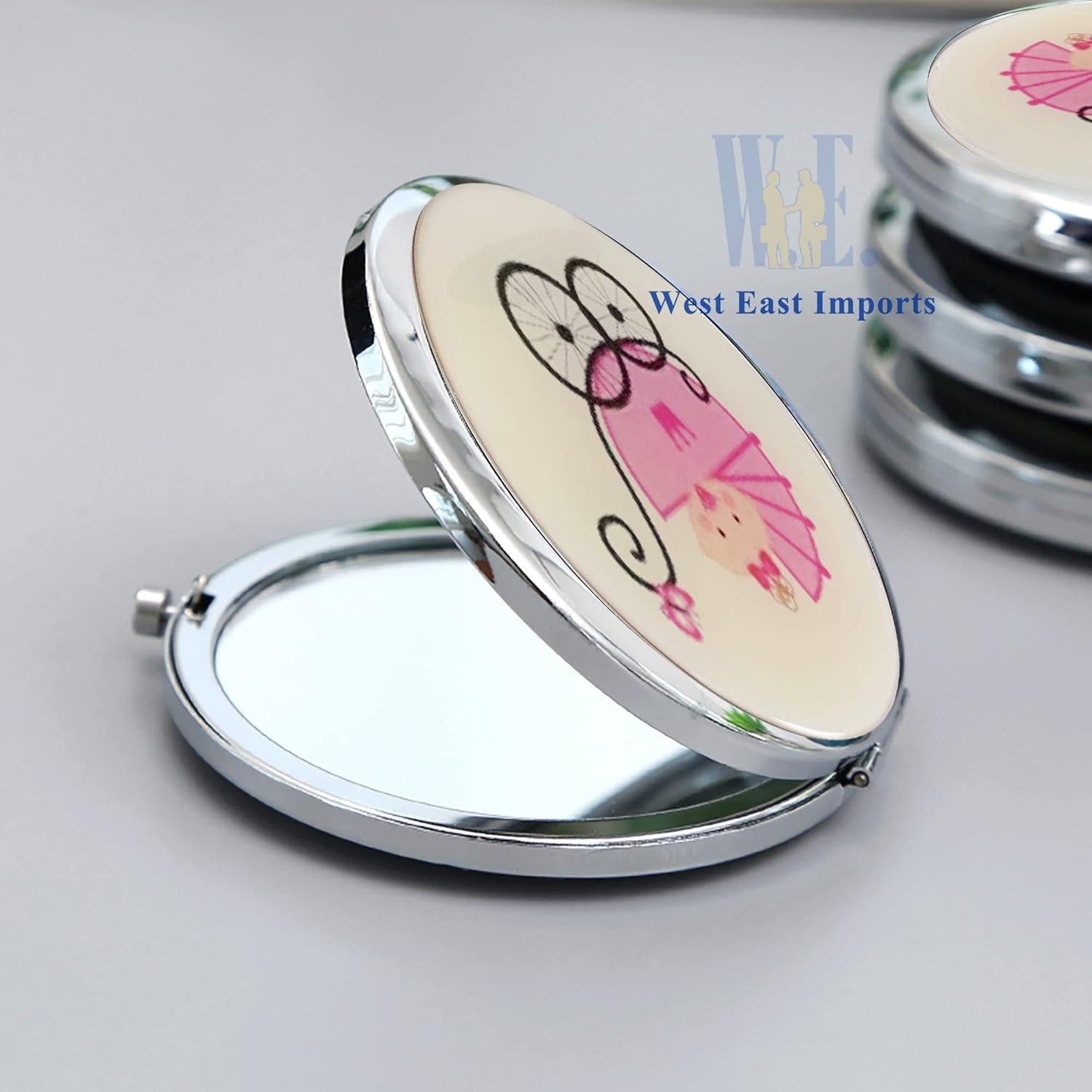 Espejos Compactos Personalizados CH para Baby Shower 12 Pcs Rosa