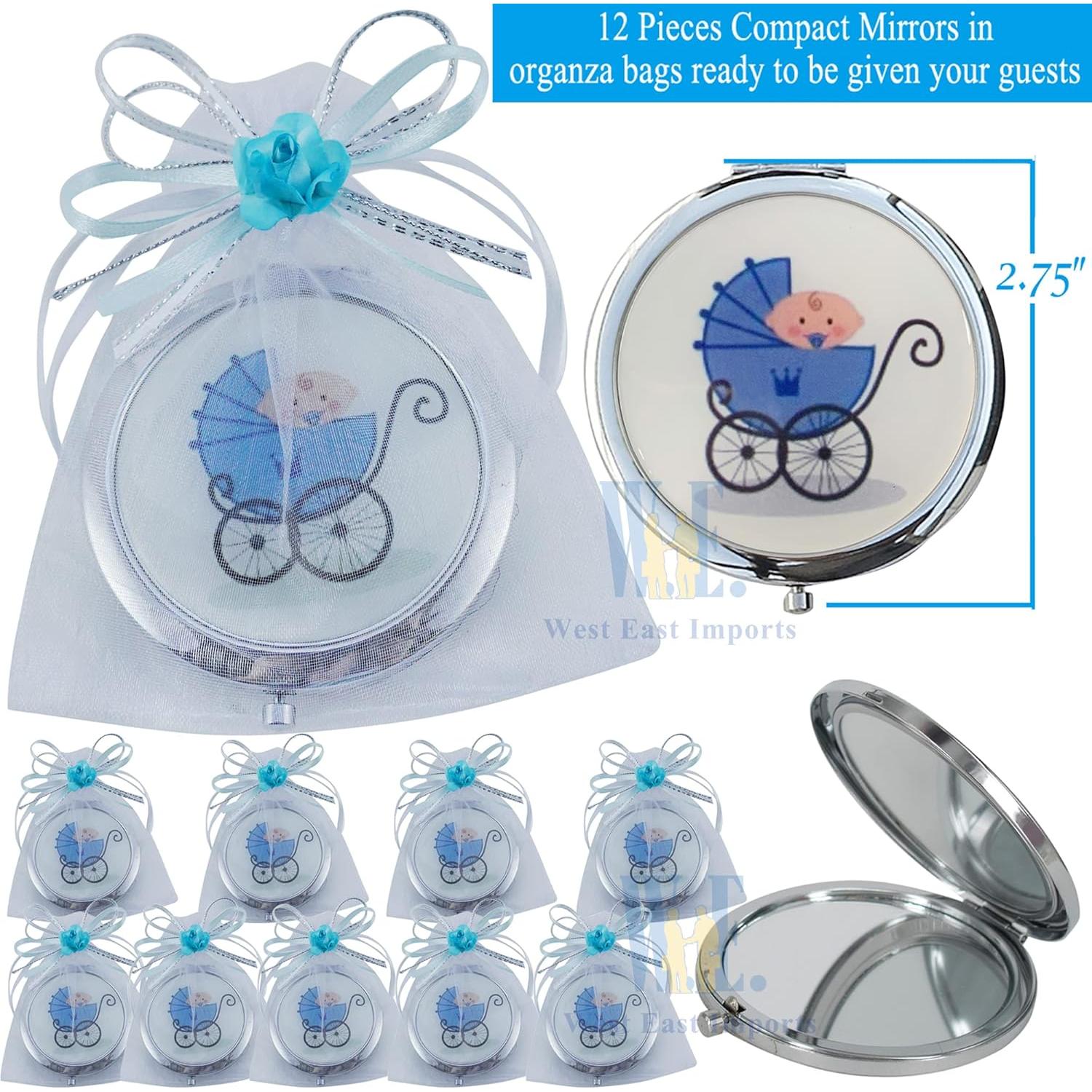 Espejos Compactos Doble Cara WE Azul 12pcs para Baby Shower