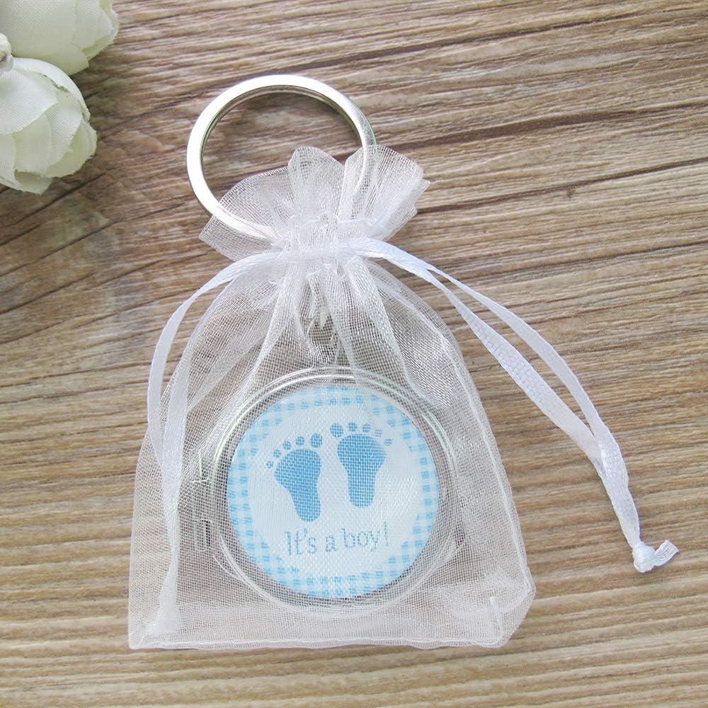 12 Llaveros Espejo Personalizados Baby Shower Niño Plata