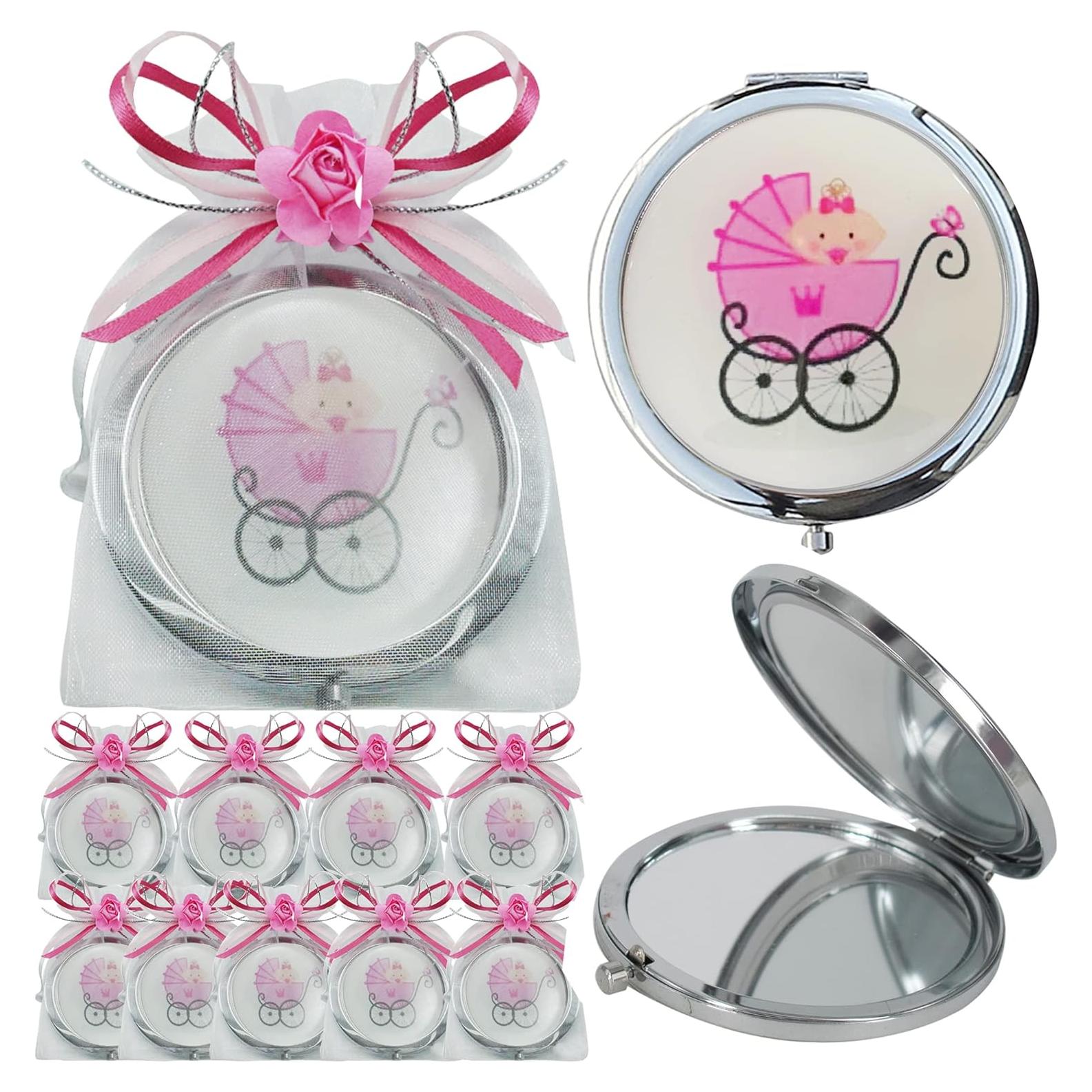 Espejos Compactos Rosa WE para Baby Shower - 12 Pcs