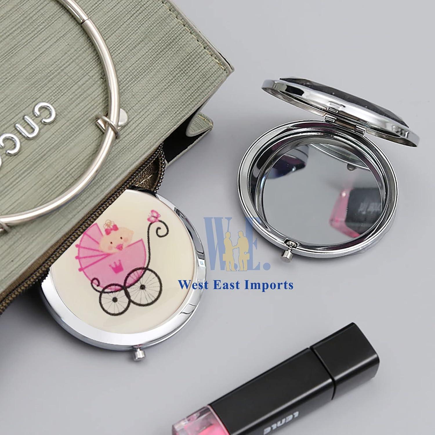 Espejos Compactos Rosa WE para Baby Shower - 12 Pcs