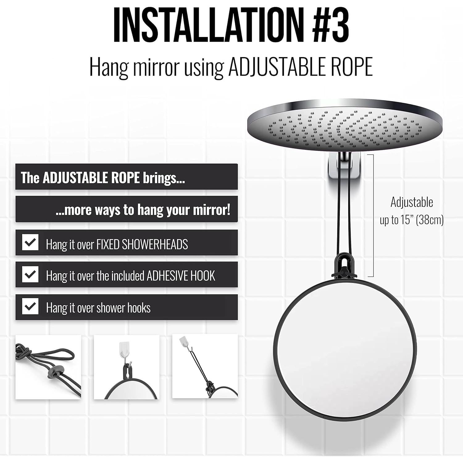 Espejo de Ducha MIRRORVANA 15.24 cm Antivaho Irrompible