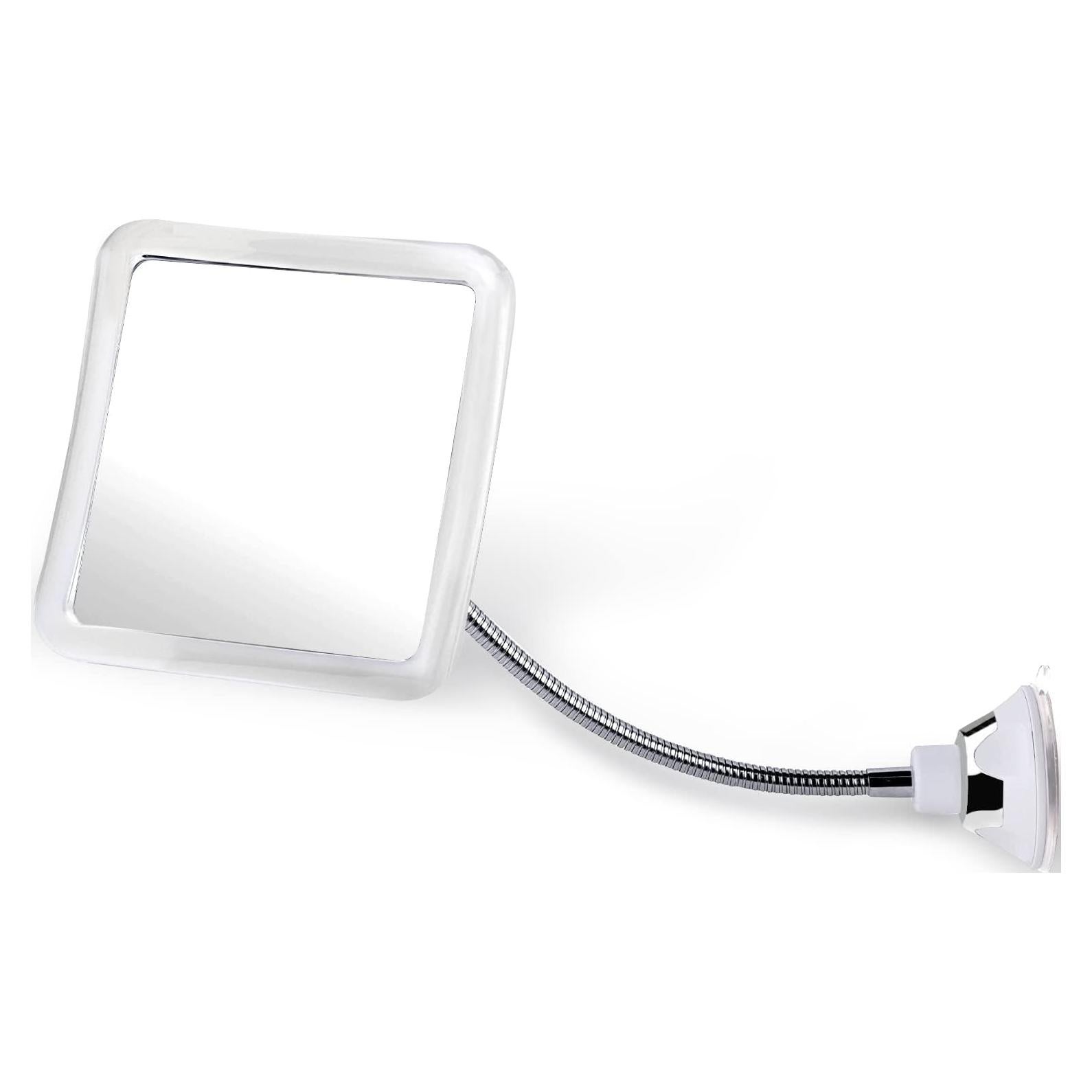 MIRRORVANA Flexible Fogless Shower Mirror for Bathroom Shaving with Height Adjustable Gooseneck Extension, 360° Swivel and Upgraded Suction Cup - Shatterproof 6.3" x 6.3" Surface