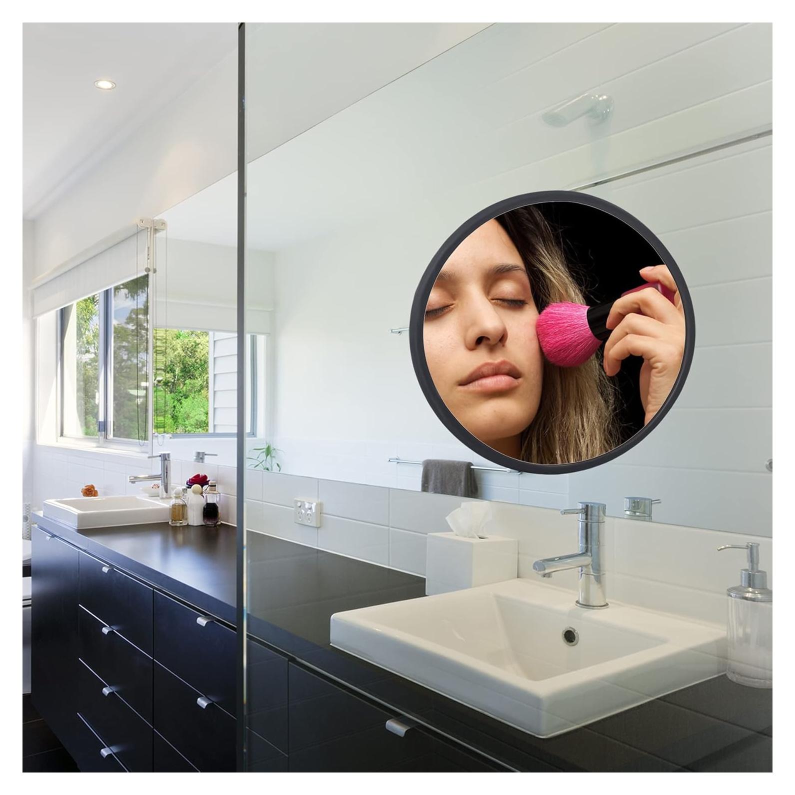 Espejo de Pared Frafuo 7.67" Negro Redondo Impermeable