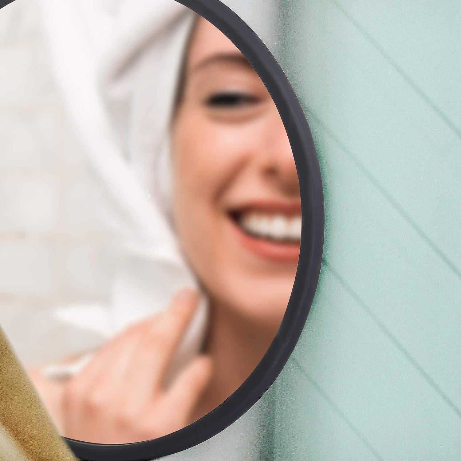 Espejo de Pared Frafuo 7.67" Negro Redondo Impermeable