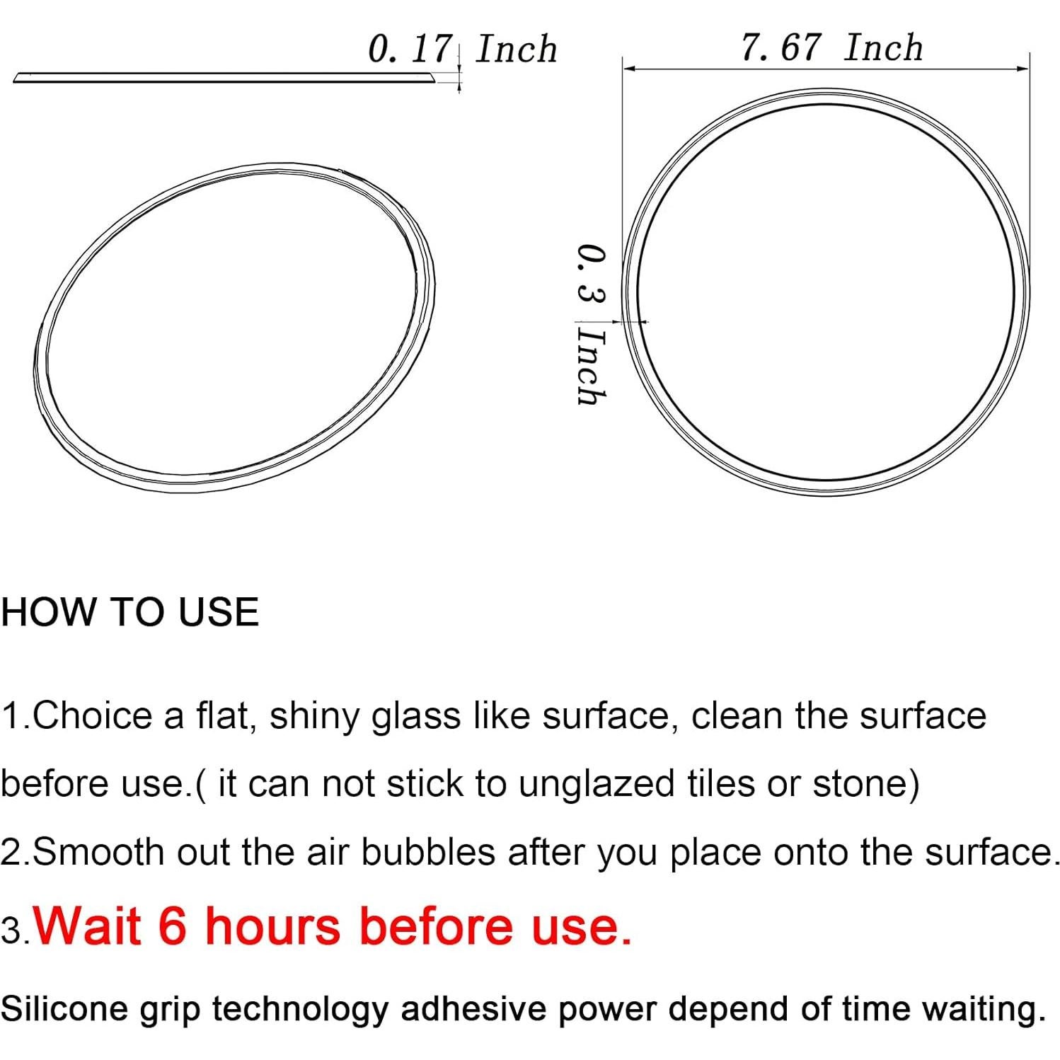 Espejo de Pared Frafuo 7.67" Negro Redondo Impermeable