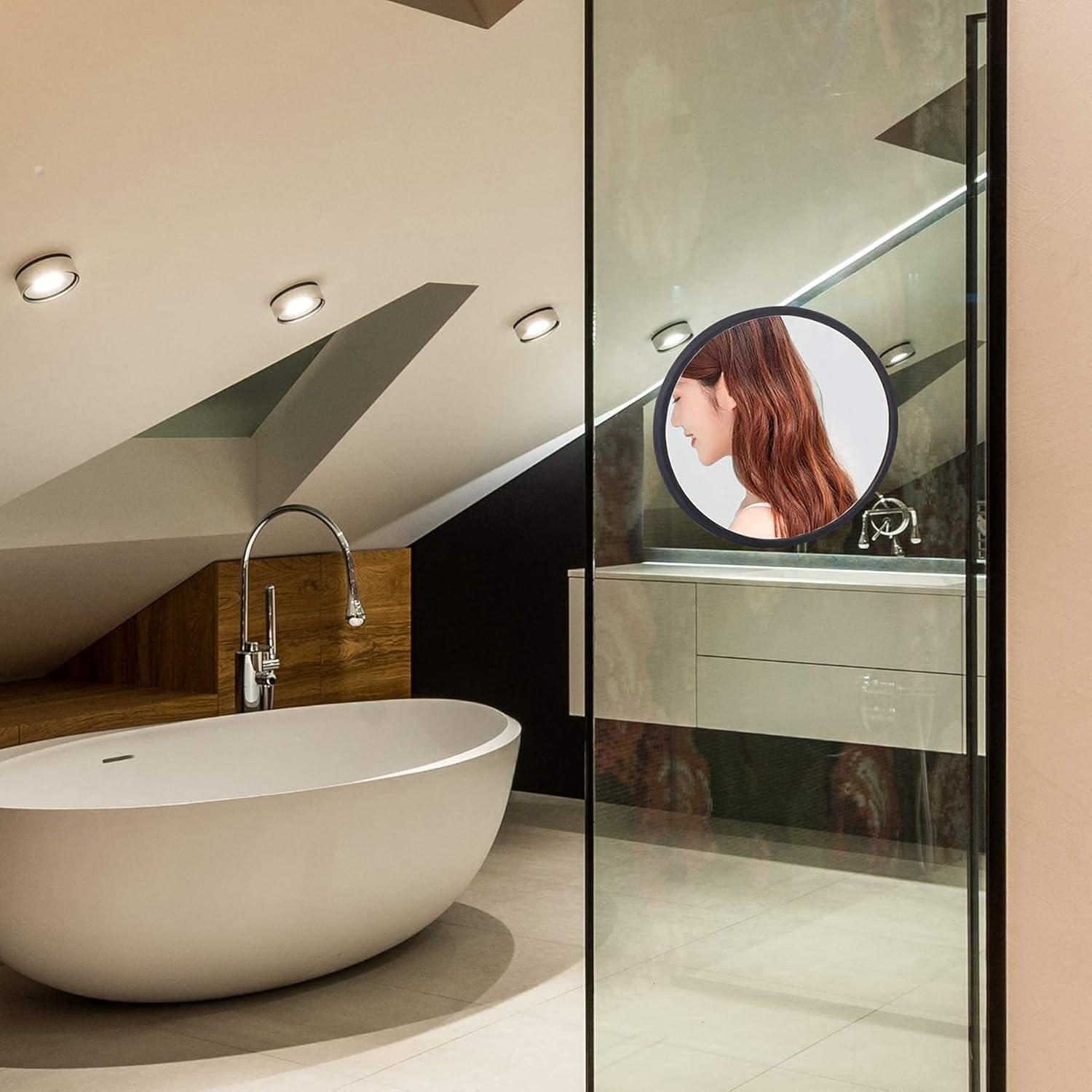 Espejo de Pared Frafuo 7.67" Negro Redondo Impermeable