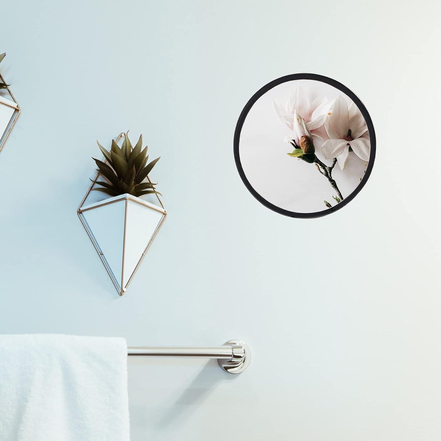 Espejo de Pared Frafuo 7.67" Negro Redondo Impermeable