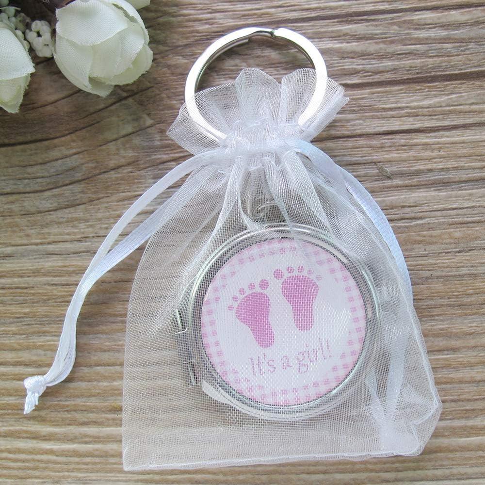 12 Llaveros Espejo Personalizados Rosa Baby Shower Niña