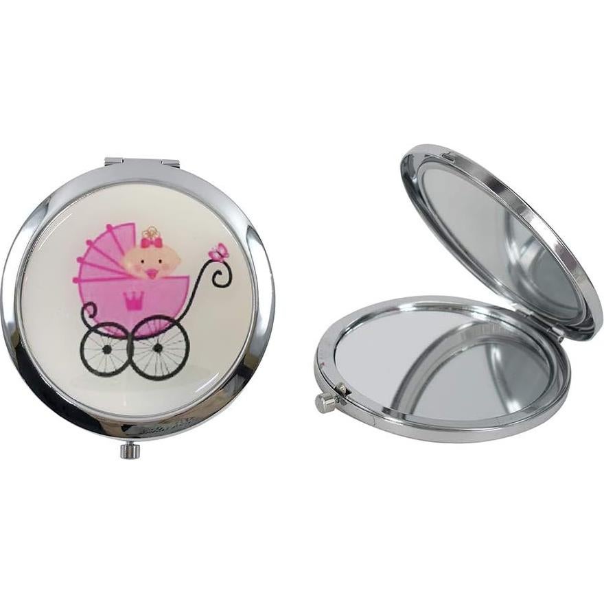 Espejos Compactos Personalizados WE 12 Pcs Baby Shower Rosa