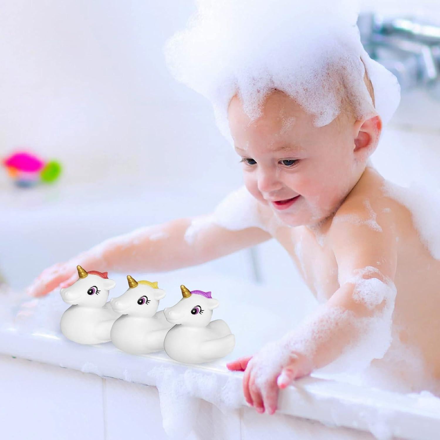 Juguetes de baño de unicornio KIDPAPA - Set 4 piezas