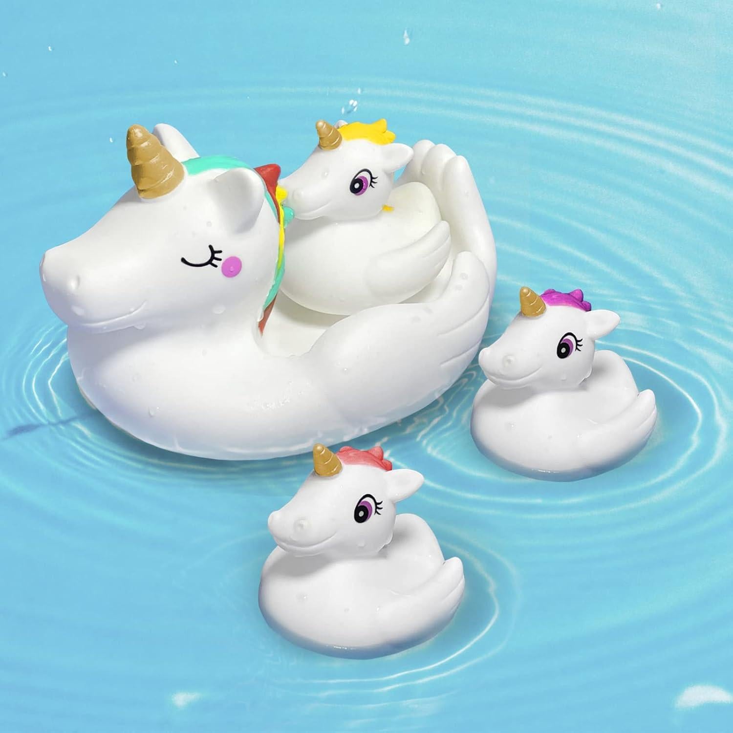 Juguetes de baño de unicornio KIDPAPA - Set 4 piezas