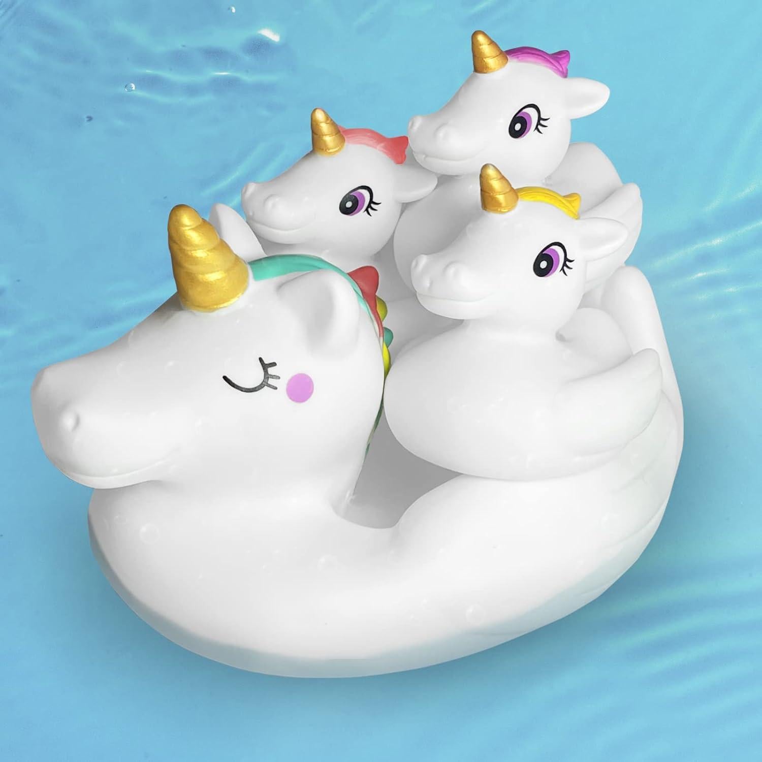 Juguetes de baño de unicornio KIDPAPA - Set 4 piezas