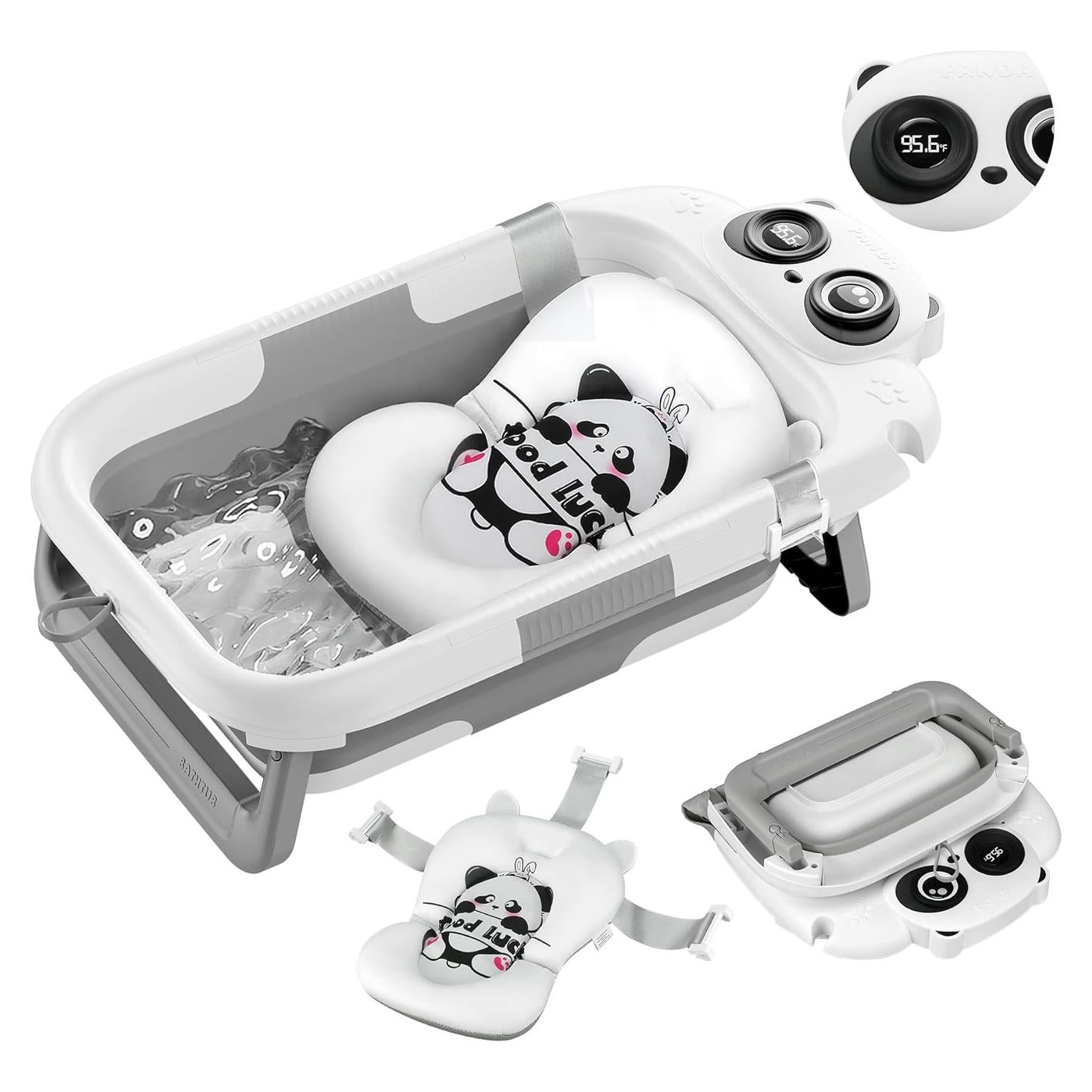 Bañera Plegable para Bebés LAUJIA con Termómetro - Gris