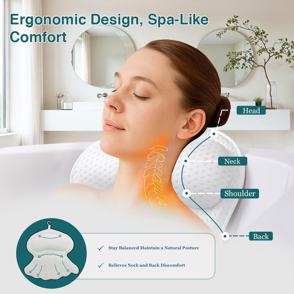 Almohada de Baño RYNEX con Ventosas y Soporte Ergonómico