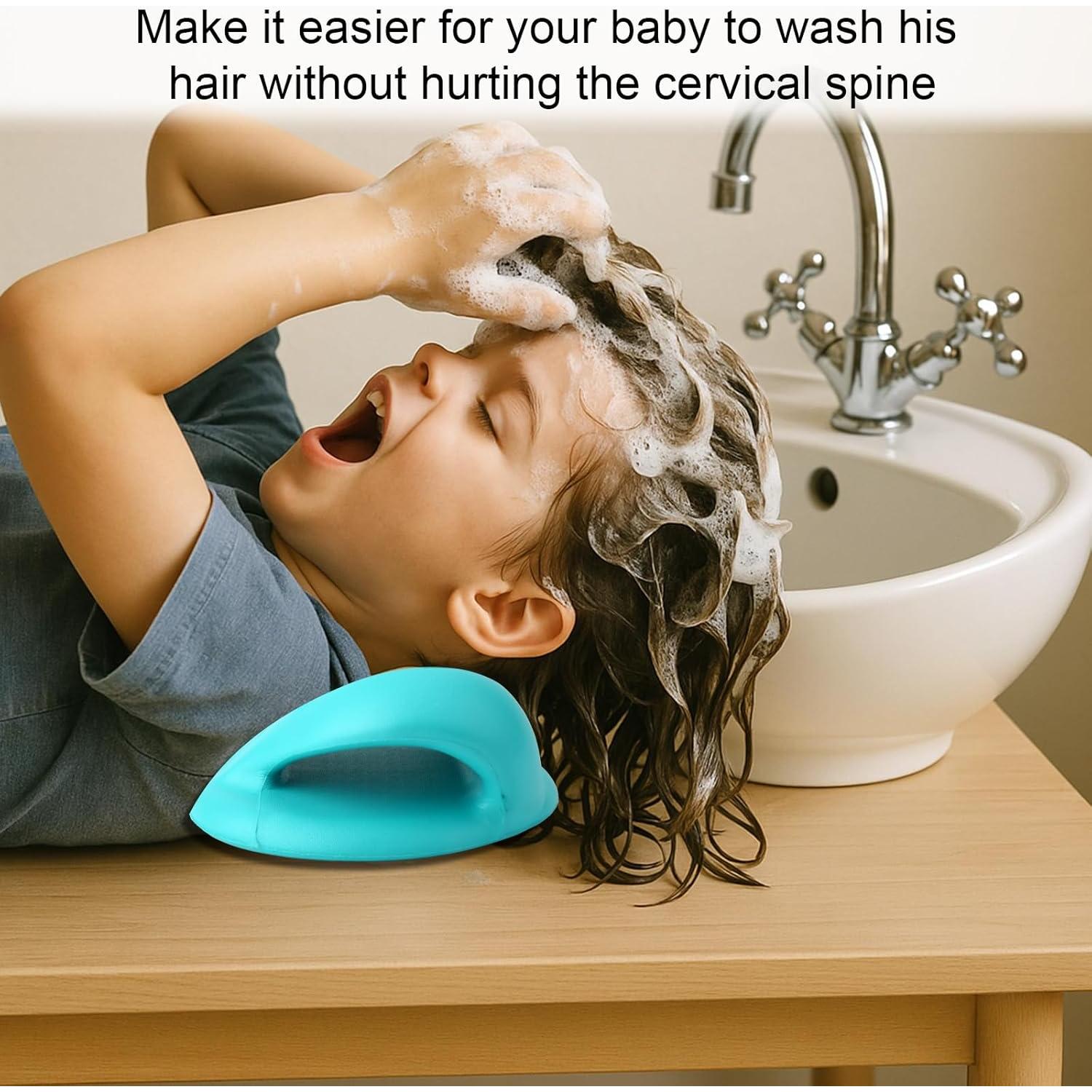 Estación de Lavado de Cabello para Niños Lasuroa - Almohada Ergonómica Azul