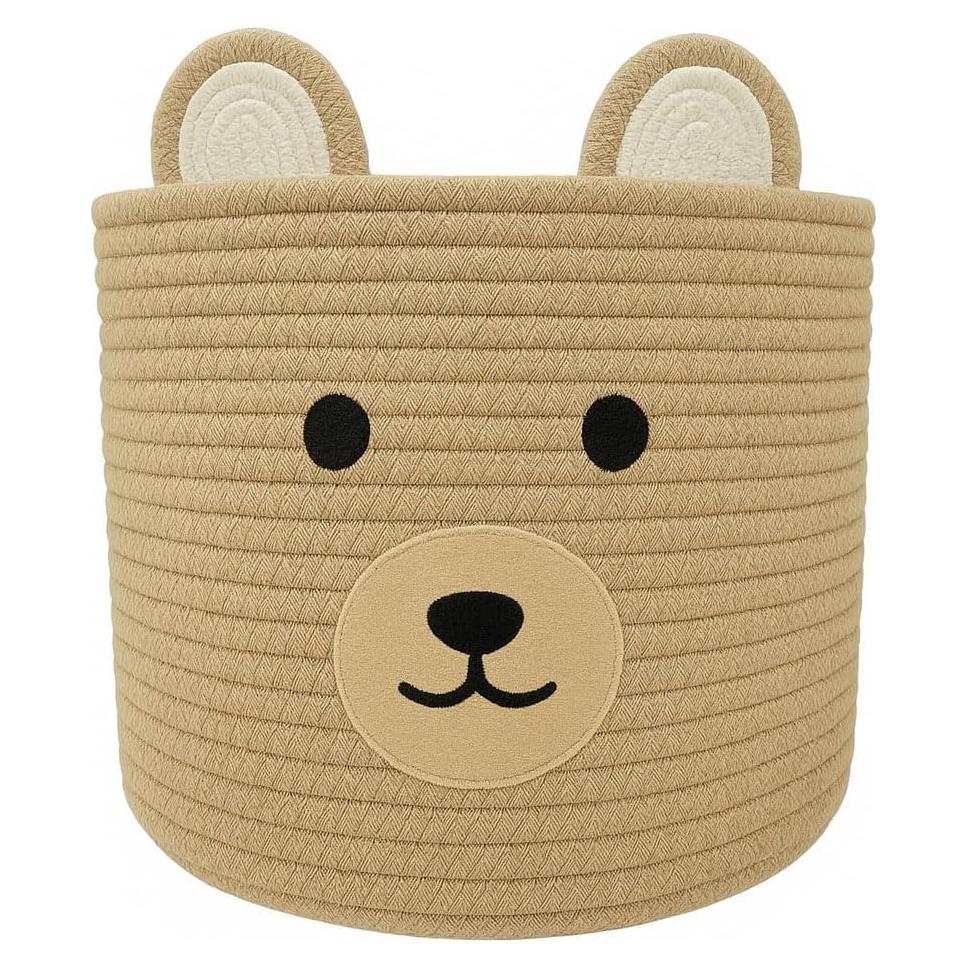Cesta de Almacenamiento para Bebés Saiiwnn Oso Caqui 25.4x20.3cm