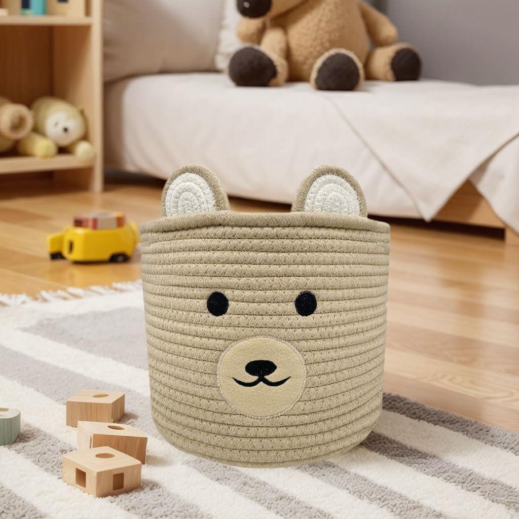 Cesta de Almacenamiento para Bebés Saiiwnn Oso Caqui 25.4x20.3cm