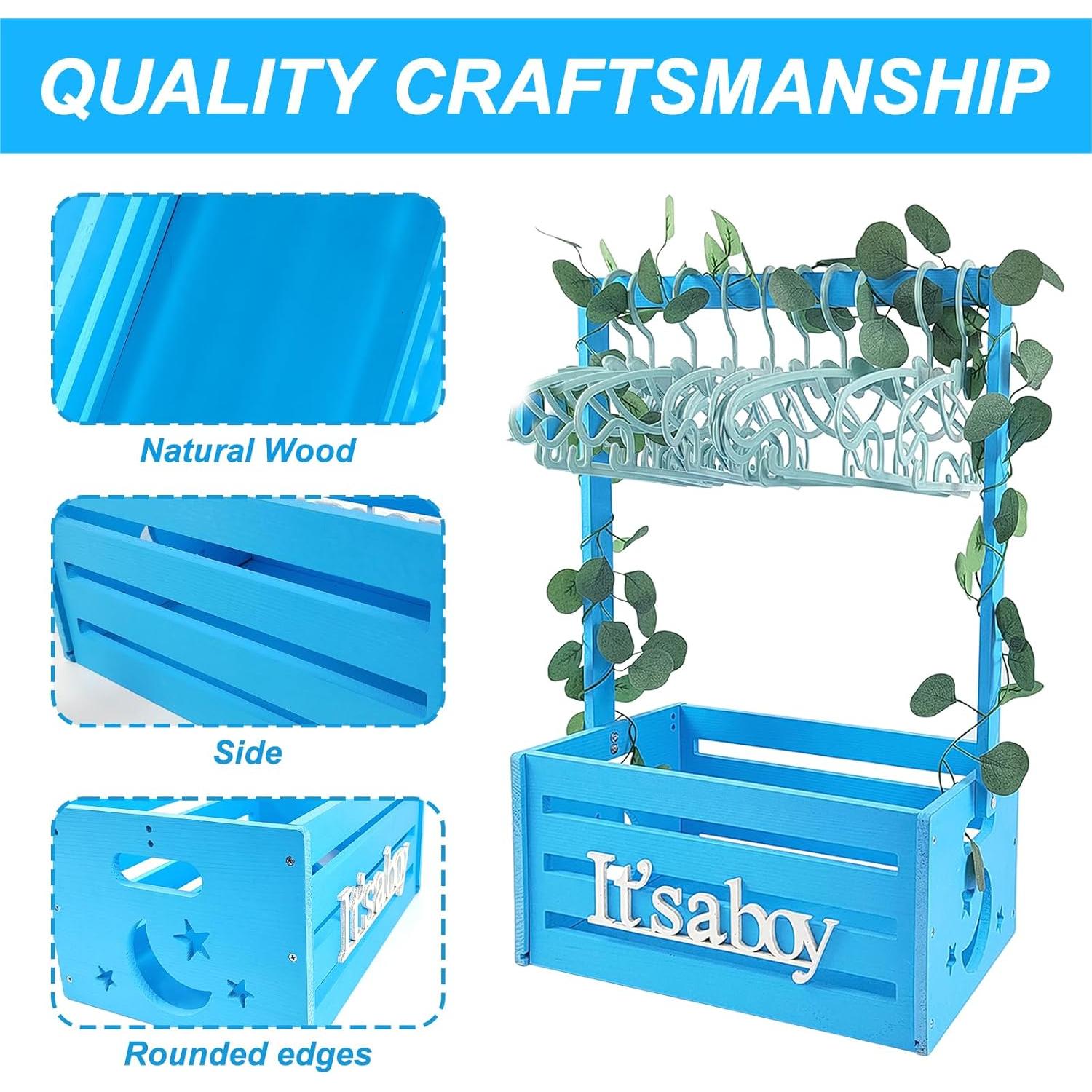 Caja de Ducha de Bebé de Madera Sibosen con Guirnalda y Perchas