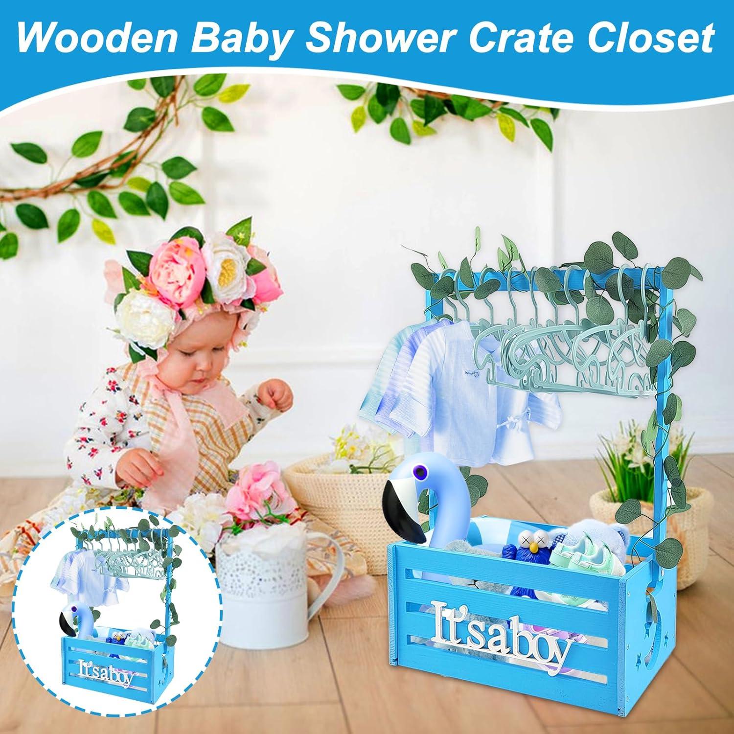 Caja de Ducha de Bebé de Madera Sibosen con Guirnalda y Perchas