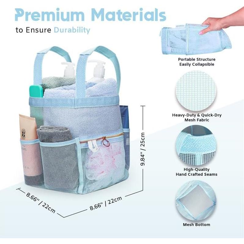 Caddy de Ducha DV Lifestyle Azul, 7 Bolsillos, Secado Rápido