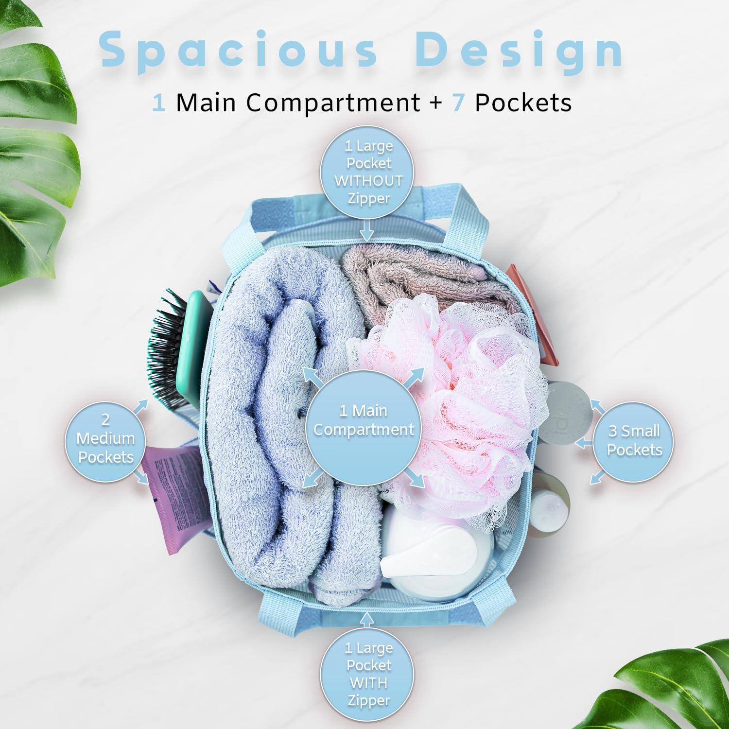 Caddy de Ducha DV Lifestyle Azul, 7 Bolsillos, Secado Rápido